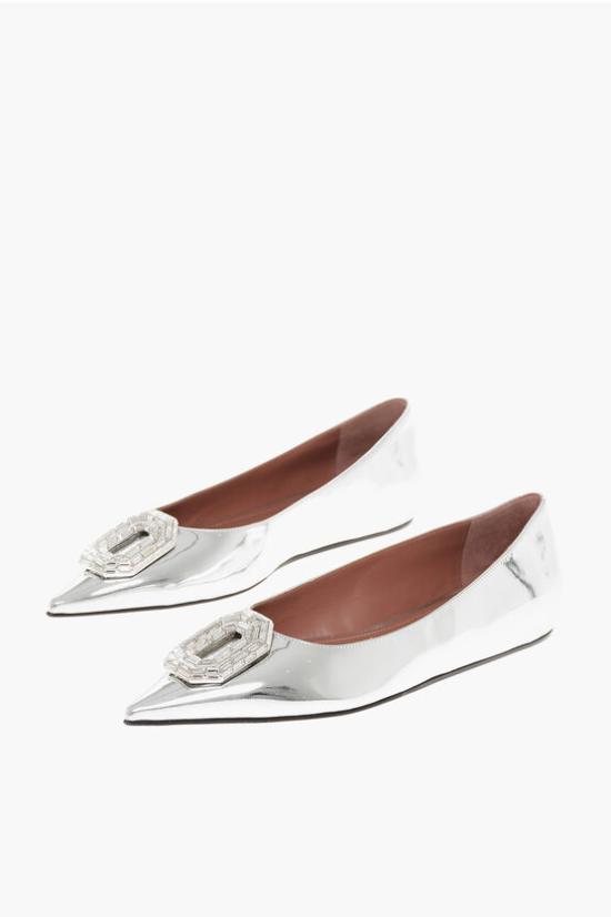  아미나 무아디 플랫 슈즈 CAMELIA FLAT MIRROR SILVE Silver