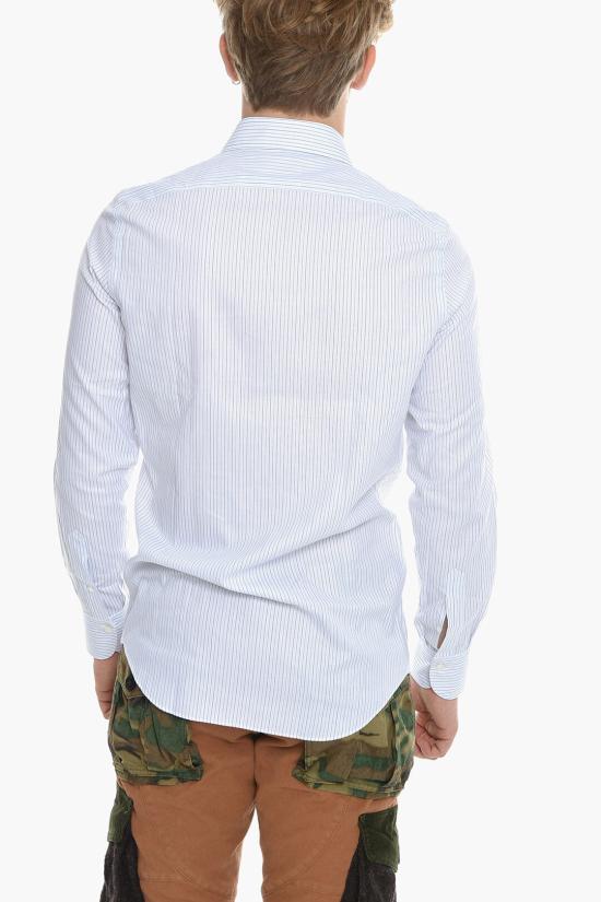  피나모레 긴팔 셔츠 PE217 MILANO ZANTE 01 Bianco Blu - FINAMORE