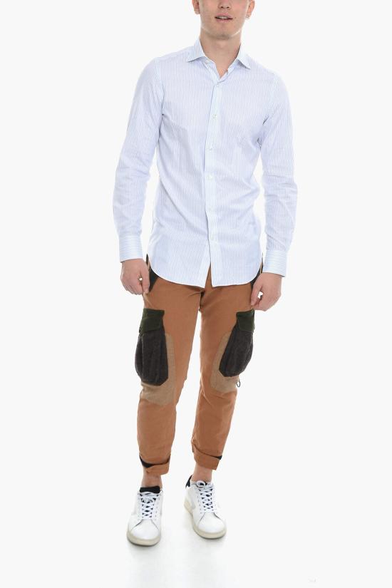  피나모레 긴팔 셔츠 PE217 MILANO ZANTE 01 Bianco Blu - FINAMORE