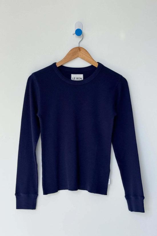  르 본 숍 긴팔 티셔츠 Le Bon Shoppe Pointelle Fundamentelle 티셔츠 네이비 포인텔 - Le Bon Shoppe