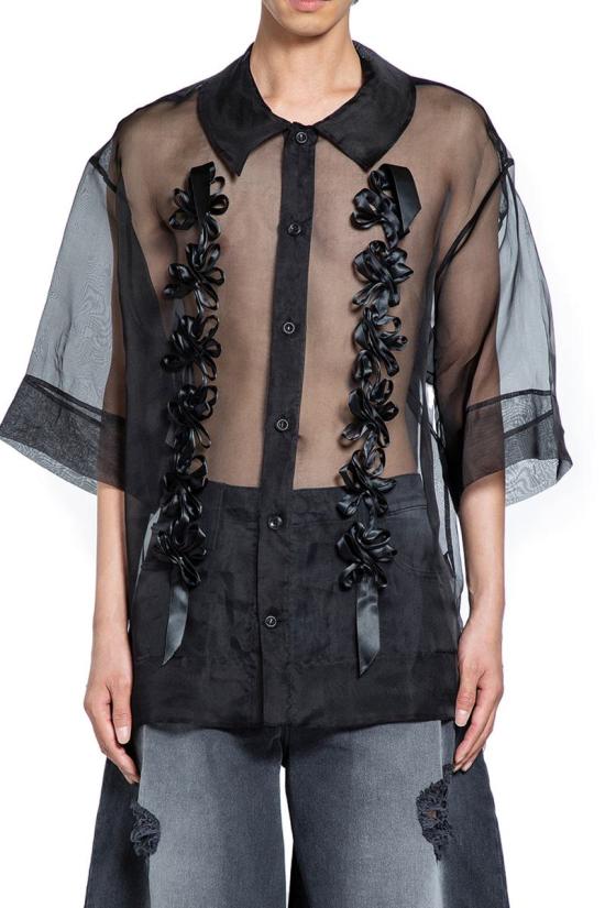 25FW 시몬로샤 반팔 셔츠 53880360 BLK Black