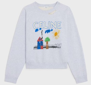 25FW 셀린느 긴팔 티셔츠 RY0GW670Q GCA7 PALEGREYMULTICO