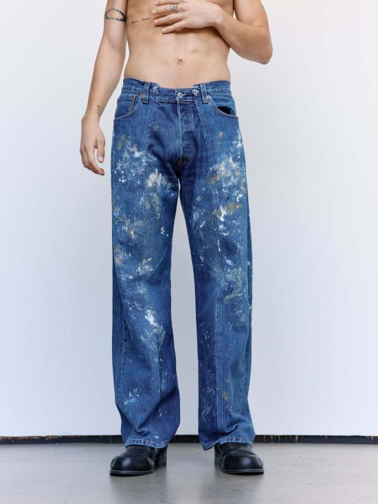  올드 파크 데님 팬츠 페인티드 배기 진