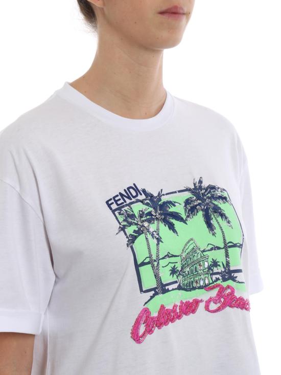  펜디 반팔 티셔츠 FS7011A3BPF0ZNM White - FENDI