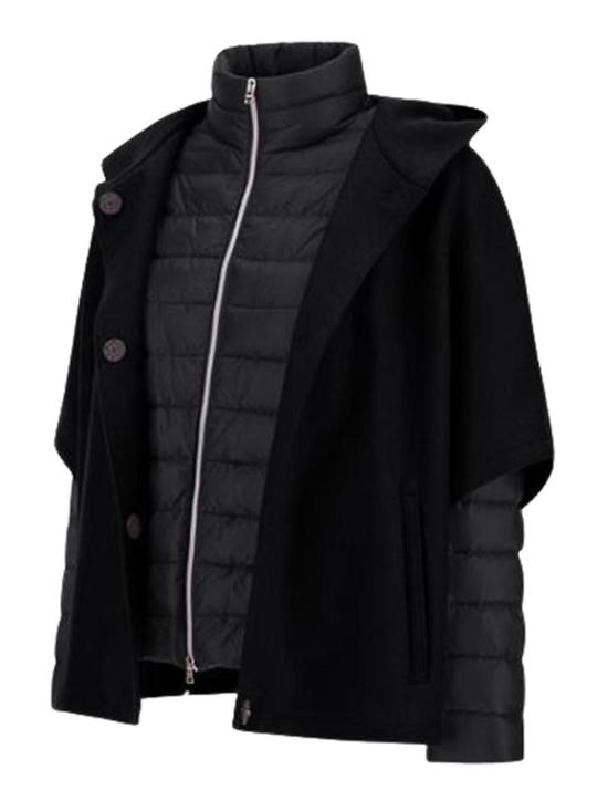  에르노 펠트 울 & 울트라라이트 나일론 리조트 케이프 PI00154DR333729300 Black - HERNO