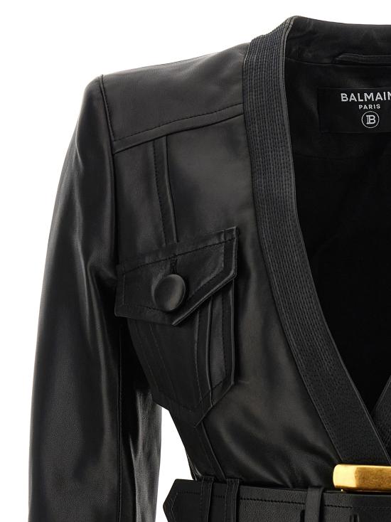 26FW 발망 가죽 자켓 FF1SI630LD630PA Black - BALMAIN