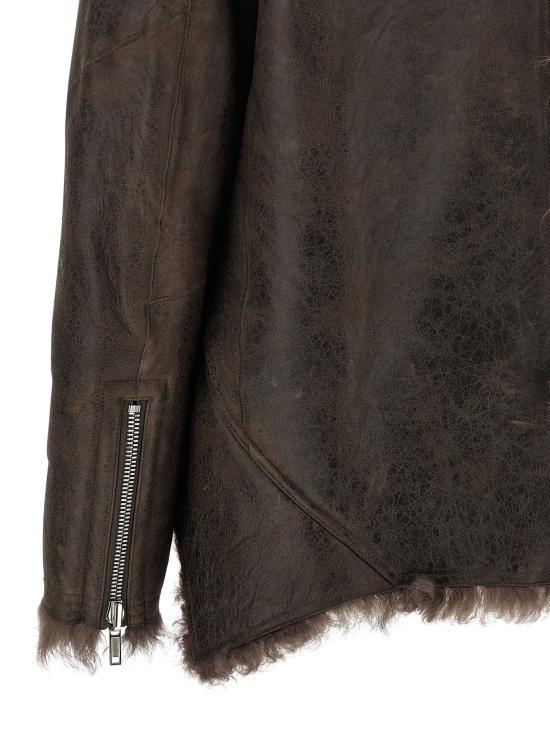25FW 릭 오웬스 가죽 자켓 RP02E4722LSHTR78 Brown - RICK OWENS
