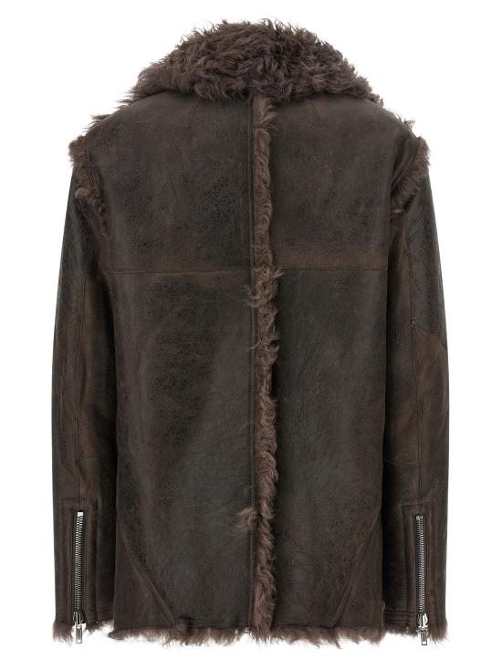 25FW 릭 오웬스 가죽 자켓 RP02E4722LSHTR78 Brown - RICK OWENS