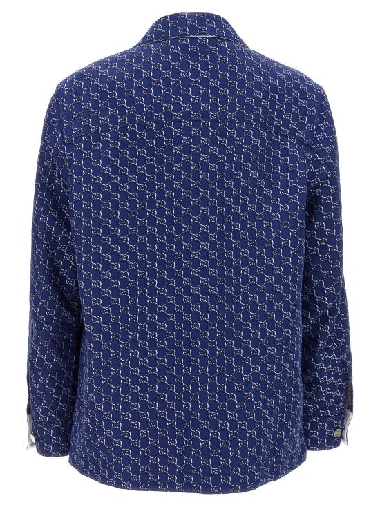 25FW 구찌 GG 쉐도우 코튼 셔츠 813998ZAR264069 Blue - GUCCI