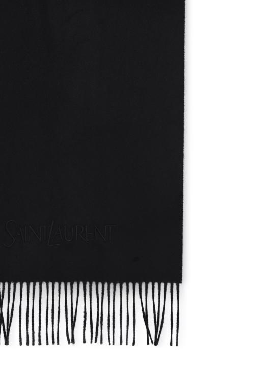 26SS 생로랑 캐시미어 자카드 로고 스카프 748959 3Y2011060 BLACK - SAINT LAURENT