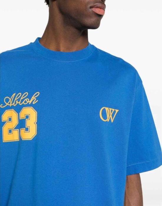 25FW 오프화이트 반팔 티셔츠 OMAA120S24JER0084622 BLUE - OFF WHITE