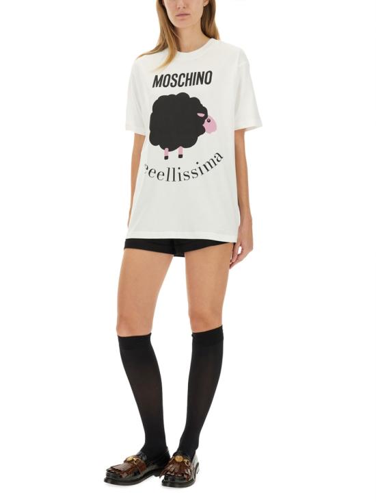 25FW 모스키노 반팔 티셔츠 07195441 1001 WHITE - MOSCHINO