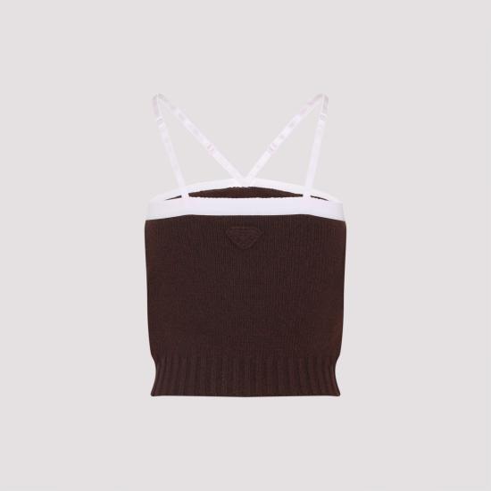 25FW 프라다 민소매 티셔츠 P29B98SAAO18JRF0003 brown - PRADA