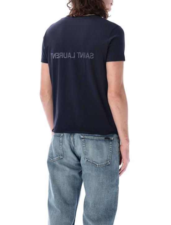 24FW 생로랑 반팔 티셔츠 663278Y37AW4145 MARINE NATUREL - SAINT LAURENT