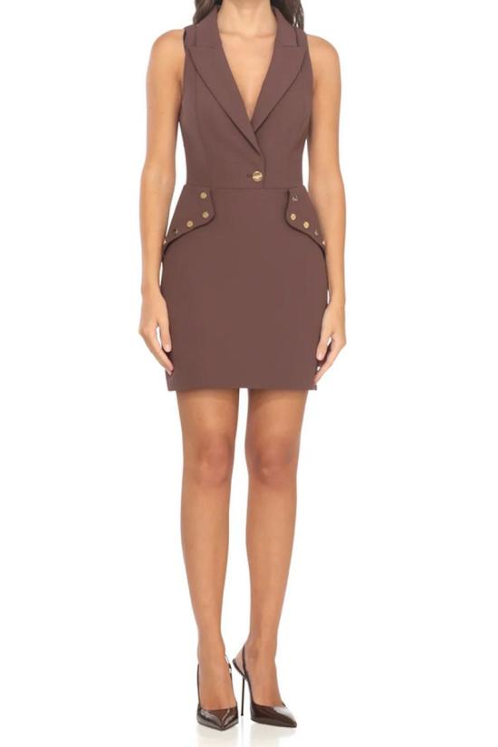 25FW 엘리자베타프랜치 미디 원피스 AB89757E2EA3 BROWN - ELISABETTA FRANCHI