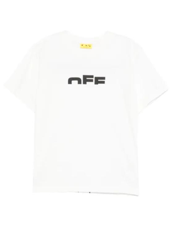 25FW [키즈] 오프화이트 티셔츠 OBAA002F25JER002 0110 WHITE BLACK