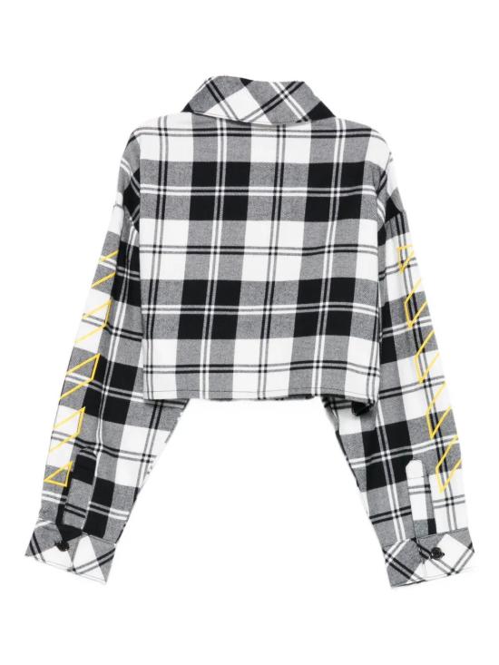 25FW [키즈] 오프화이트 셔츠 OGGA01CF25FAB001 1018 BLACK YELLOW - OFF WHITE