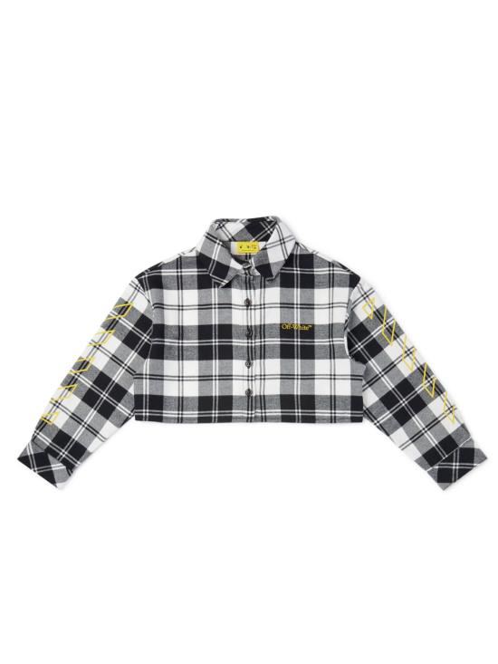 25FW [키즈] 오프화이트 셔츠 OGGA01CF25FAB001 1018 BLACK YELLOW