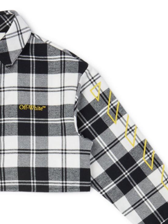 25FW [키즈] 오프화이트 셔츠 OGGA01CF25FAB001 1018 BLACK YELLOW - OFF WHITE