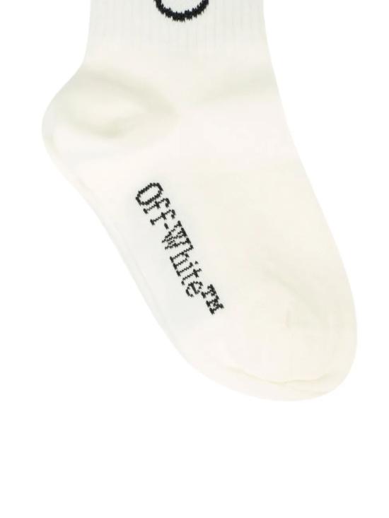 25FW [키즈] 오프화이트 발목 양말 OBRA003C99KNI004 0110 WHITE BLACK - OFF WHITE