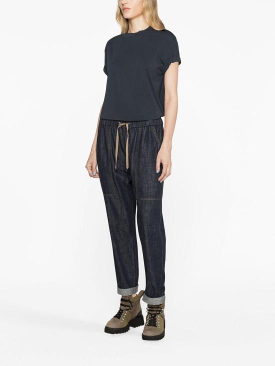  브루넬로 쿠치넬리 콘트라스트 트림 코튼 티셔츠 M0T18BD200C8901 Light Blue - BRUNELLO CUCINELLI