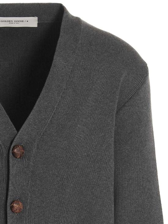 25FW 골든구스 코튼 니트 V넥 버튼 가디건 GMP00946P000662603046 Grey - GOLDEN GOOSE