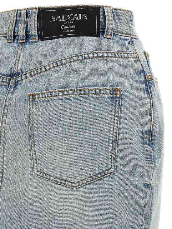  발망 데님 스커트 EF1LD460DF236FC Light Blue - BALMAIN