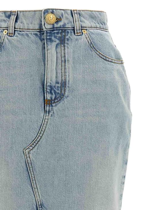  발망 데님 스커트 EF1LD460DF236FC Light Blue - BALMAIN