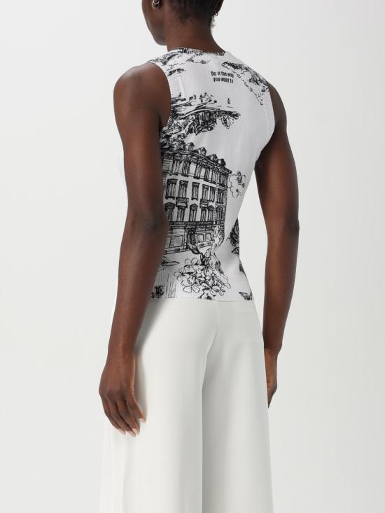 25FW 모스키노 민소매 티셔츠 08813200 1002 White - MOSCHINO