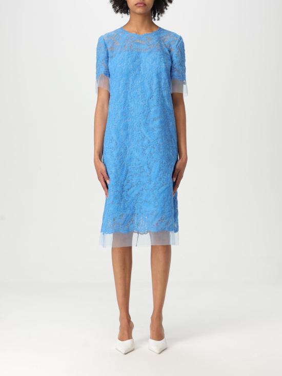 25FW 에르마노 설비노 미디 원피스 D462Q338OEX 84141 Gnawed Blue