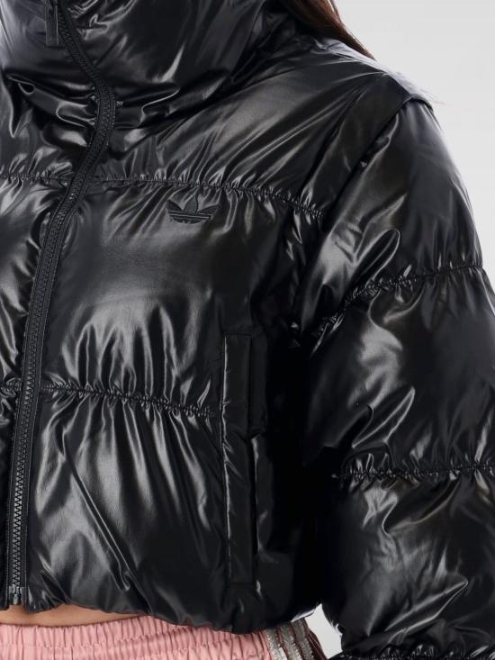 25FW 아디다스 오리지널스 에센셜 글로시 투인원 크롭 푸퍼 자켓 JX2988 Black - ADIDAS