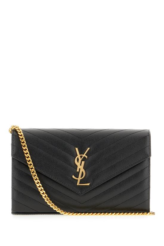 26SS 생로랑 레더 카산드라 체인 월렛 377828BOW01 1000 Nero