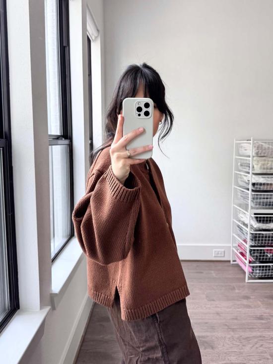  니키 체이슨 가디건 니키 체이신 실로 코튼 카디건 모카 - NIKKI CHASIN