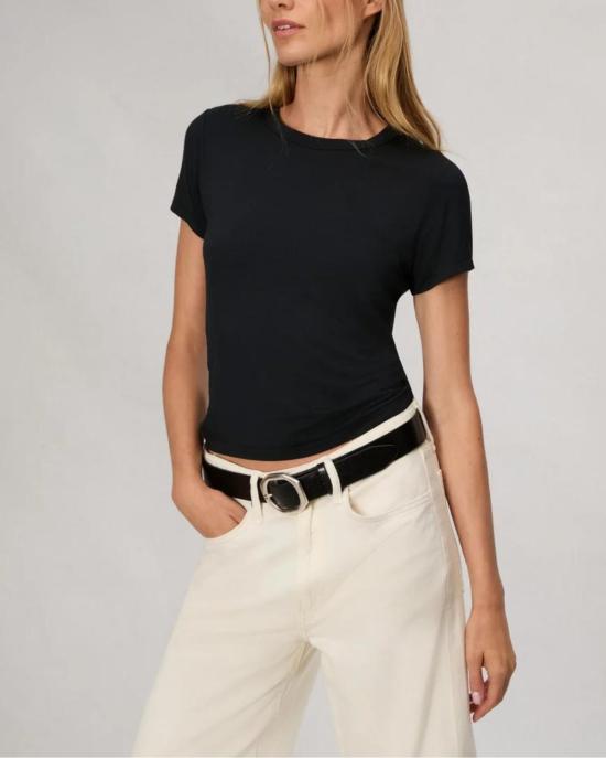 랙앤본 반팔 티셔츠 Rag & Bone Luca Jersey Baby Tee 블랙 - RAG & BONE