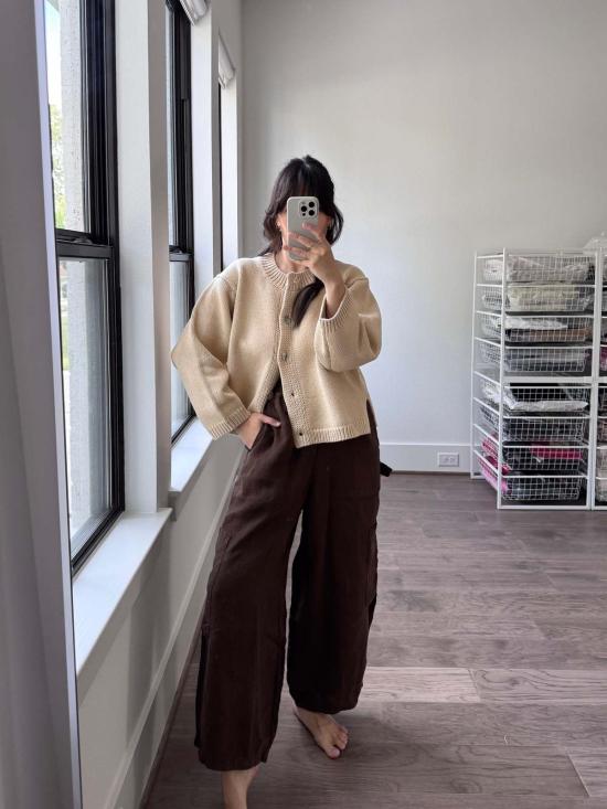  Nikki Chasin 가디건 니키 체이신 실로 코튼  오트밀 - OTHER BRANDS