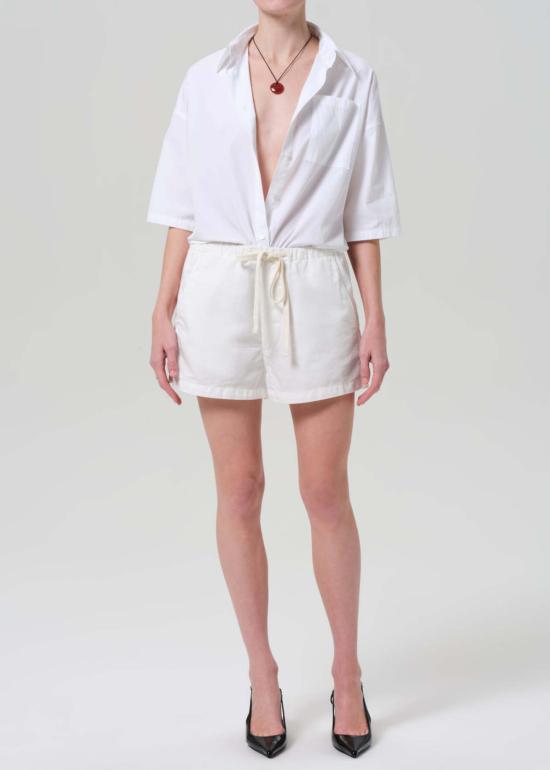  시티즌 오브 휴머니티 셔츠 시티즌스 오브 휴머니티 프랜시스 크롭 케이프 버튼업 셔츠 옵틱 화이트 - CITIZEN OF HUMANITY