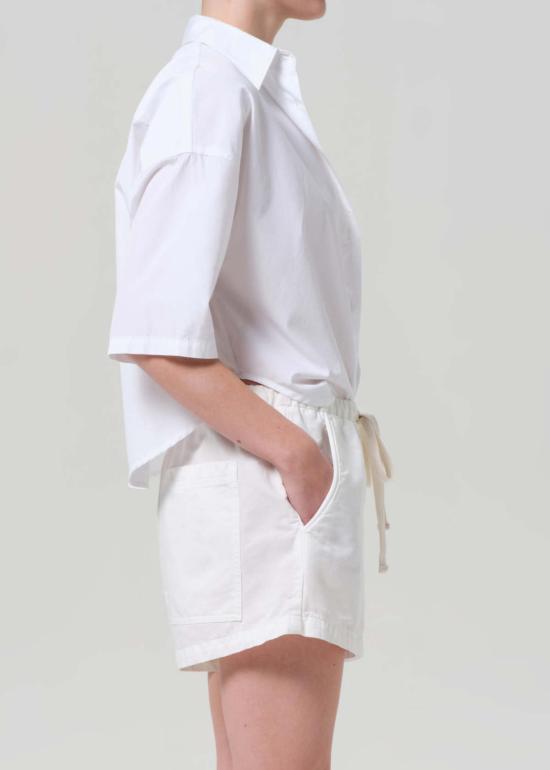  시티즌 오브 휴머니티 셔츠 시티즌스 오브 휴머니티 프랜시스 크롭 케이프 버튼업 셔츠 옵틱 화이트 - CITIZEN OF HUMANITY