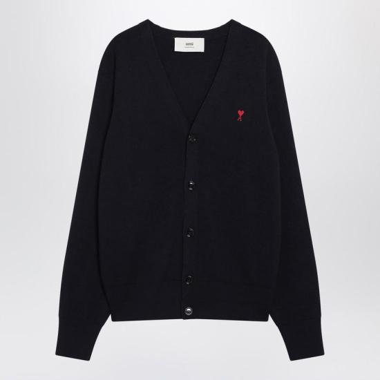 25FW 아미 ADC 울 V넥 가디건 HKC361001 R AMI 414 BLUE