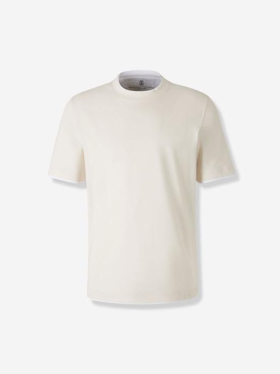 25FW 브루넬로 쿠치넬리 반팔 티셔츠 M0B137427 CDU02ENGLISH WHITE BIANCO Beige
