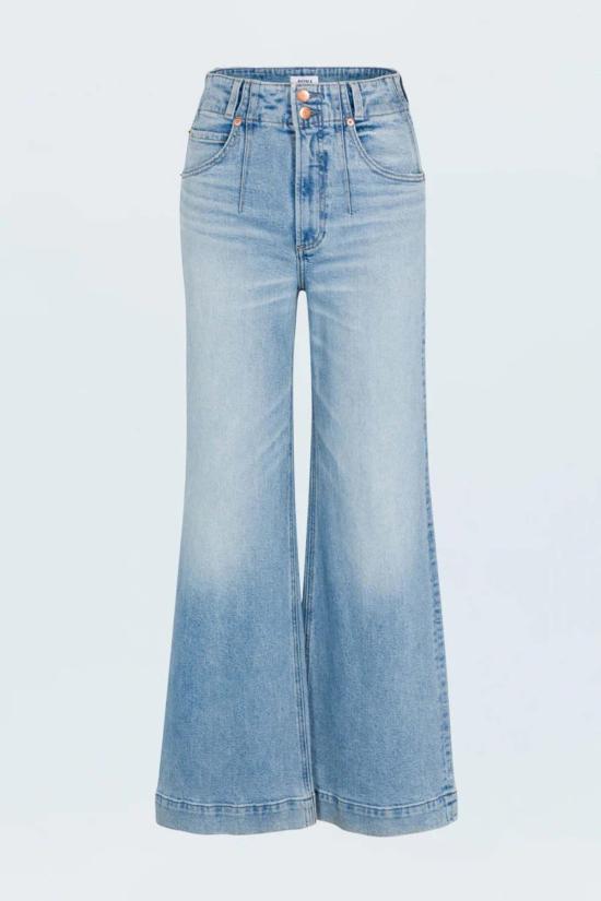  피스톨라 데님 팬츠 라나 더블 버튼 하이라이즈 울트라 와이드 레그 진 데님 - PISTOLA