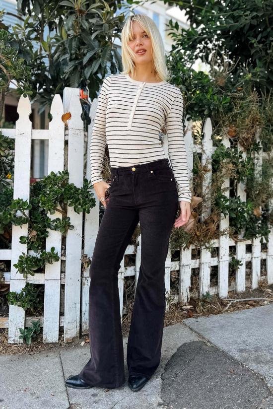  피스톨라 데님 팬츠 킨슬리 미드 라이즈 울트라 플레어 진 모카 - PISTOLA