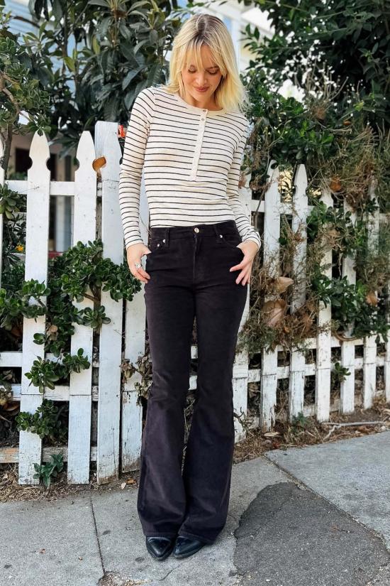  피스톨라 데님 팬츠 킨슬리 미드 라이즈 울트라 플레어 진 모카 - PISTOLA