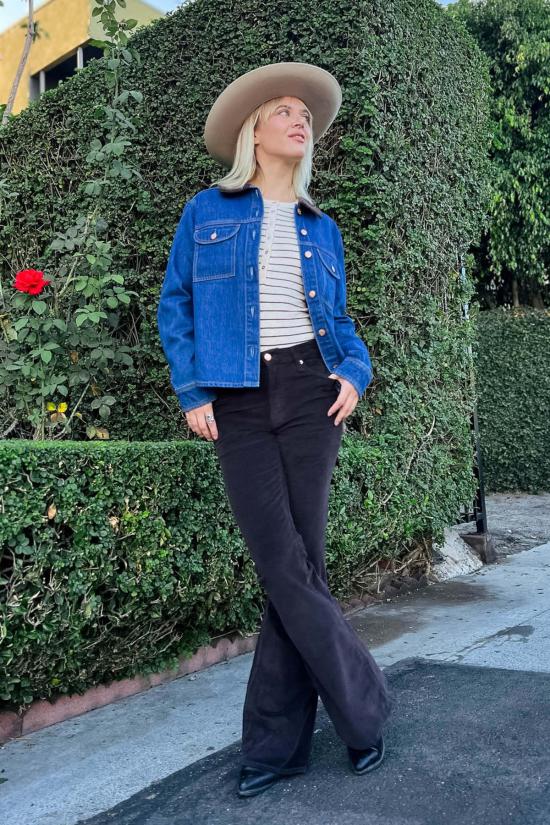  피스톨라 데님 팬츠 킨슬리 미드 라이즈 울트라 플레어 진 모카 - PISTOLA