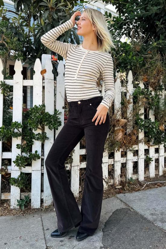  피스톨라 데님 팬츠 킨슬리 미드 라이즈 울트라 플레어 진 모카 - PISTOLA