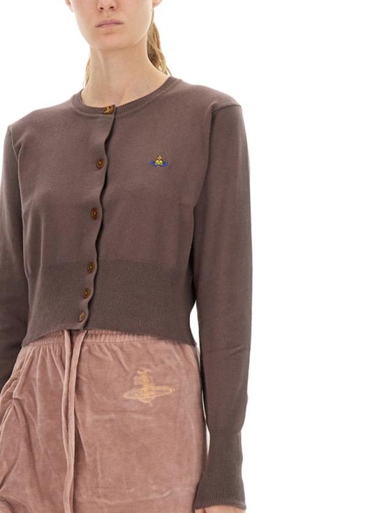 25FW 비비안웨스트우드 베아 크롭드 가디건 1803002U Y001VD408 Brown - VIVIENNE WESTWOOD