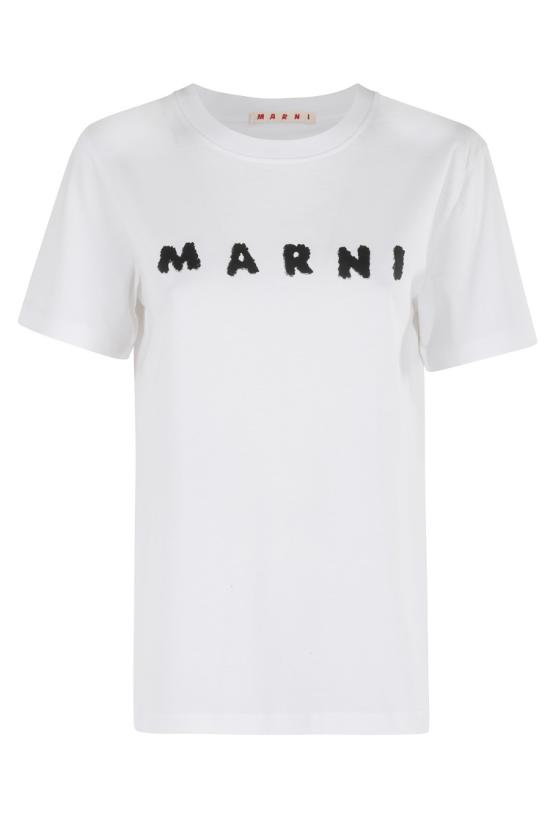 25FW 마르니 반팔 티셔츠 THJE0293P8 USCX42 097 White