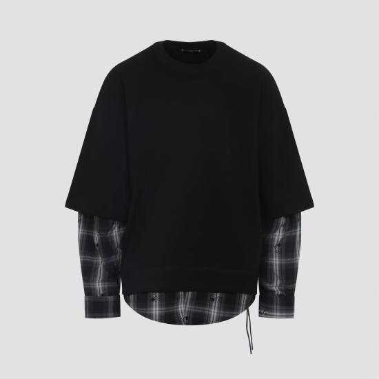 25FW 마스터마인드 긴팔 티셔츠 MJ25E15SW055 903 BLACK BLACK PLAID - MASTERMIND