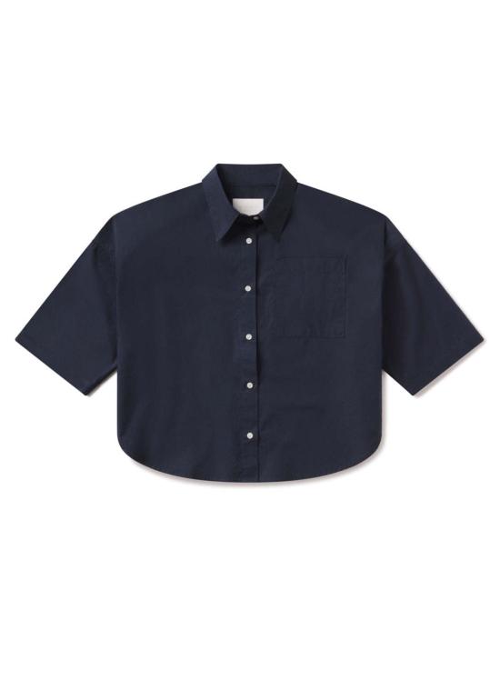  시티즌 오브 휴머니티 셔츠 시티즌스 오브 휴머니티 프랜시스 크롭 케이프 버튼업 셔츠 네이비 - CITIZEN OF HUMANITY