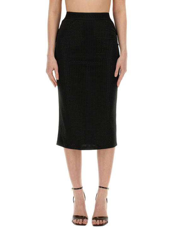  베르사체 미디 스커트 76HAE8B6 J0124899 Black
