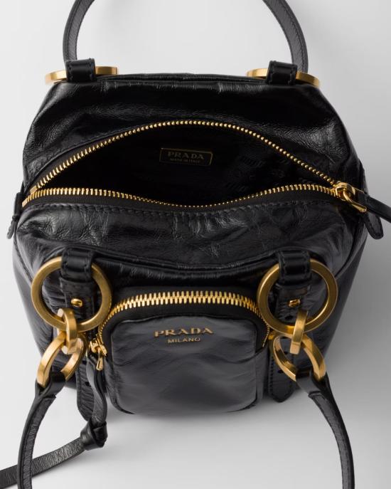 26SS 프라다 댕글 레더 탑 핸들 미니백 1BB1372CYRF0002 V OOO Black - PRADA